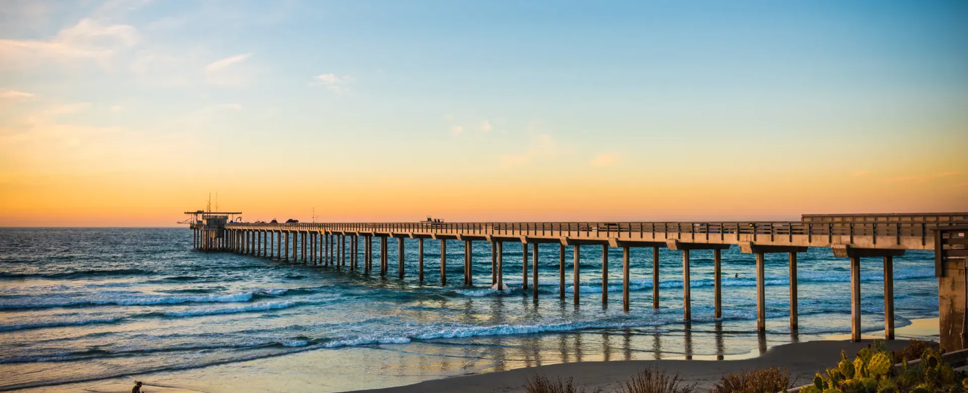 Scripps Pier at sunset in La Jolla, San Diego